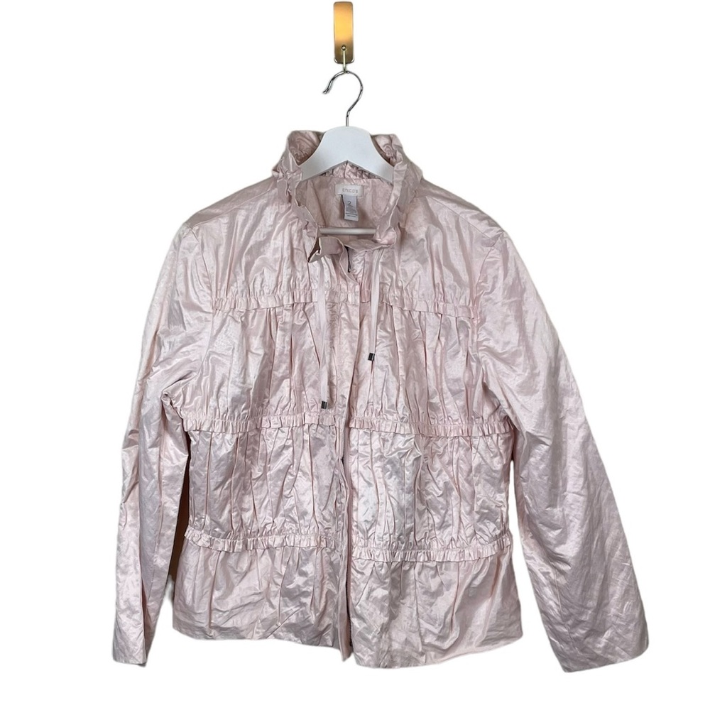 Chico's Tiered Ruffle Windbreak Light Jacket